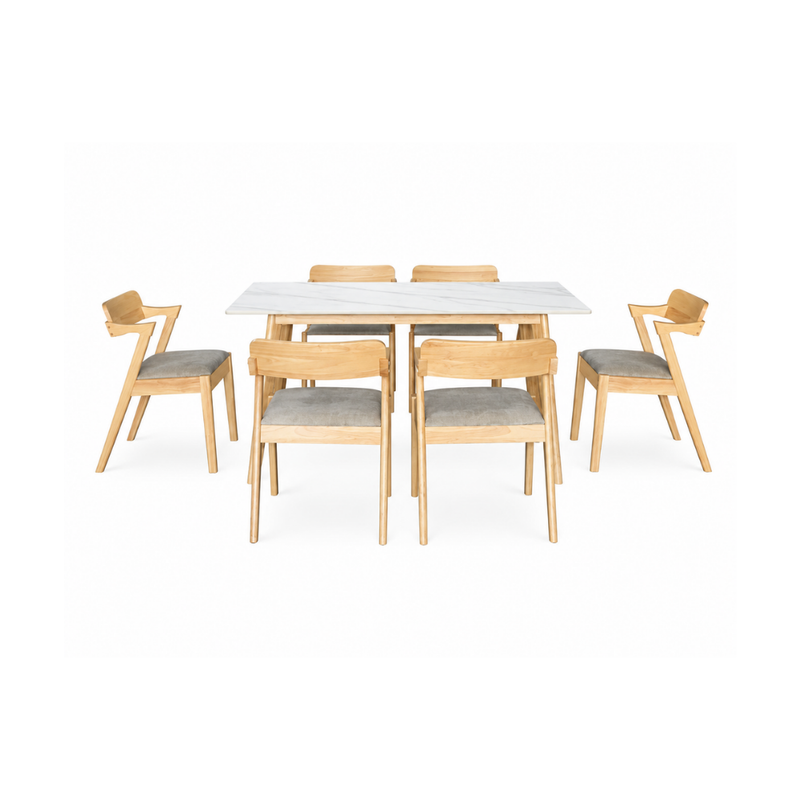 Avery Dining Set (1 Table + 6 Chair) by Wood Haven