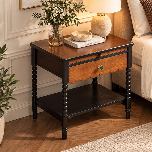 Applegarth Red Oak Bedside Table with Drawer