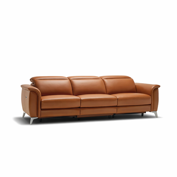 Leather Recliner Sofa with Cognac Comfort