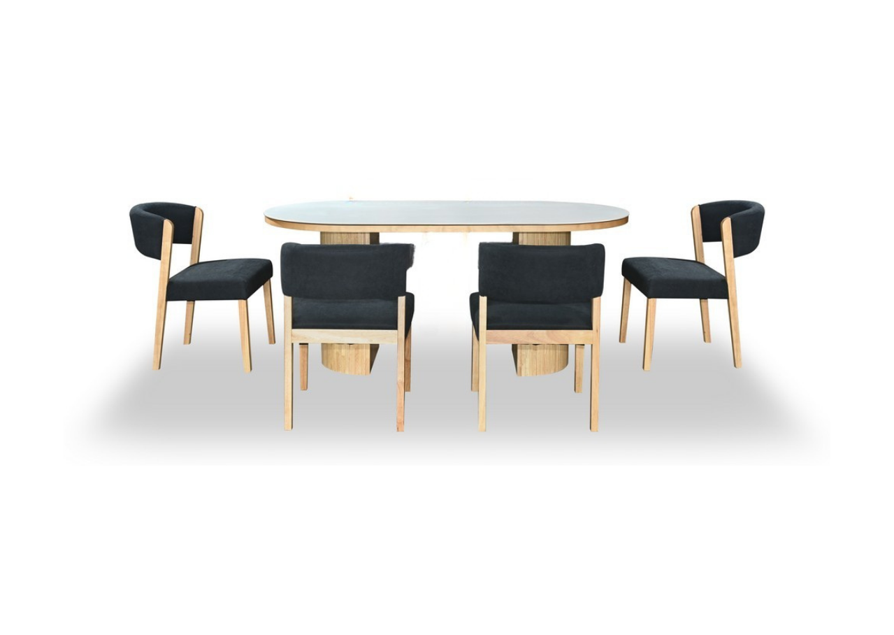Lona Dining Set (1 Table + 4 Chair) by Wood Haven