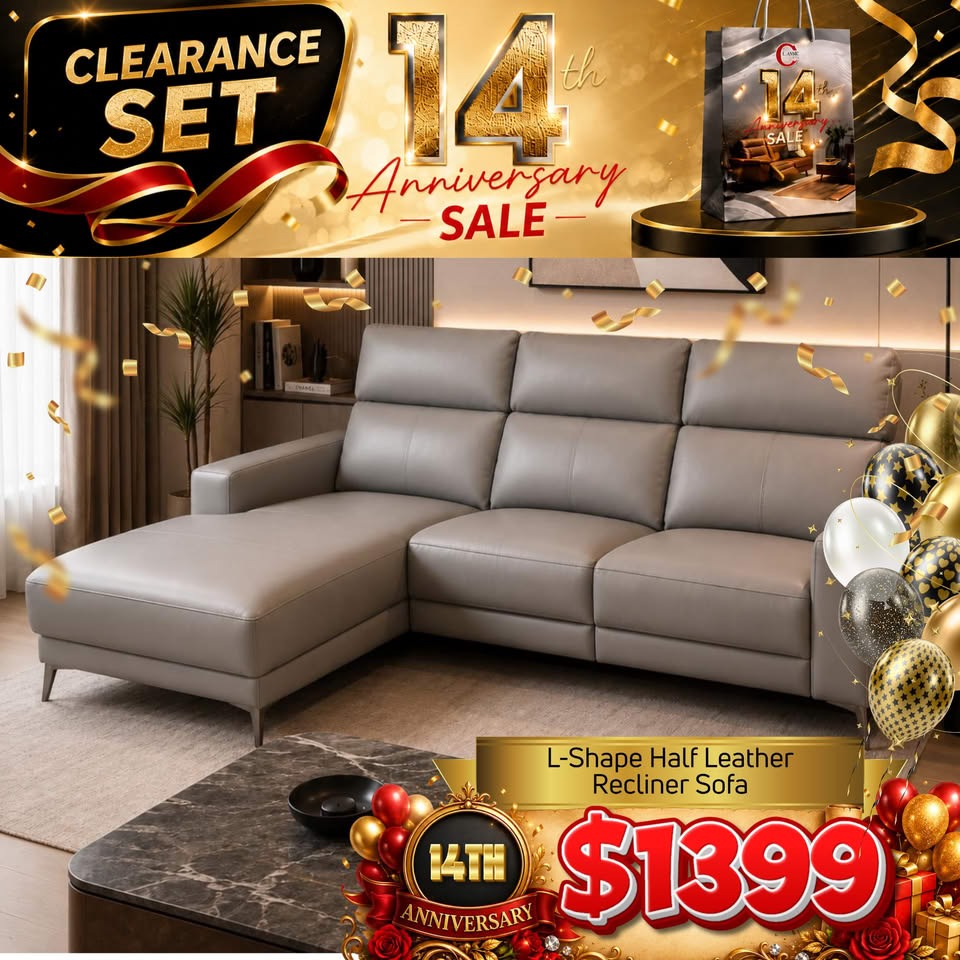 L-Shape Half Leather Recliner Sofa