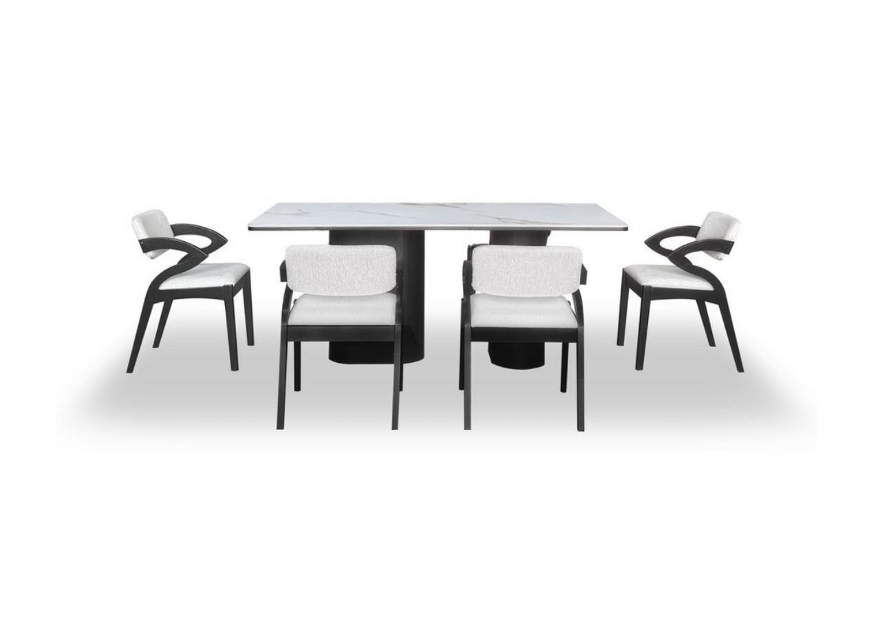 Aldun Dining Set (1 Table + 4 Chair) by Wood Haven