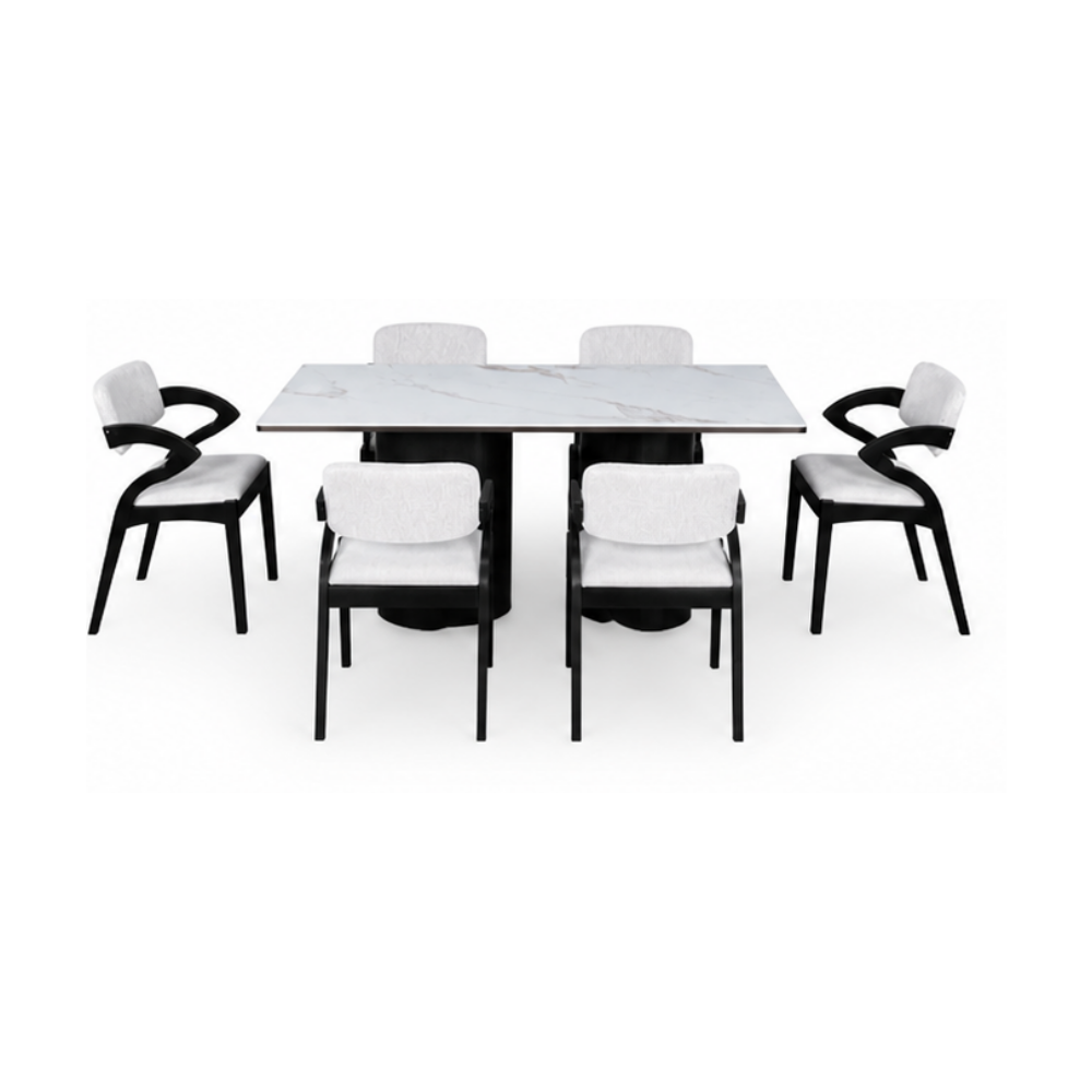 Aldun Dining Set (1 Table + 6 Chair) by Wood Haven
