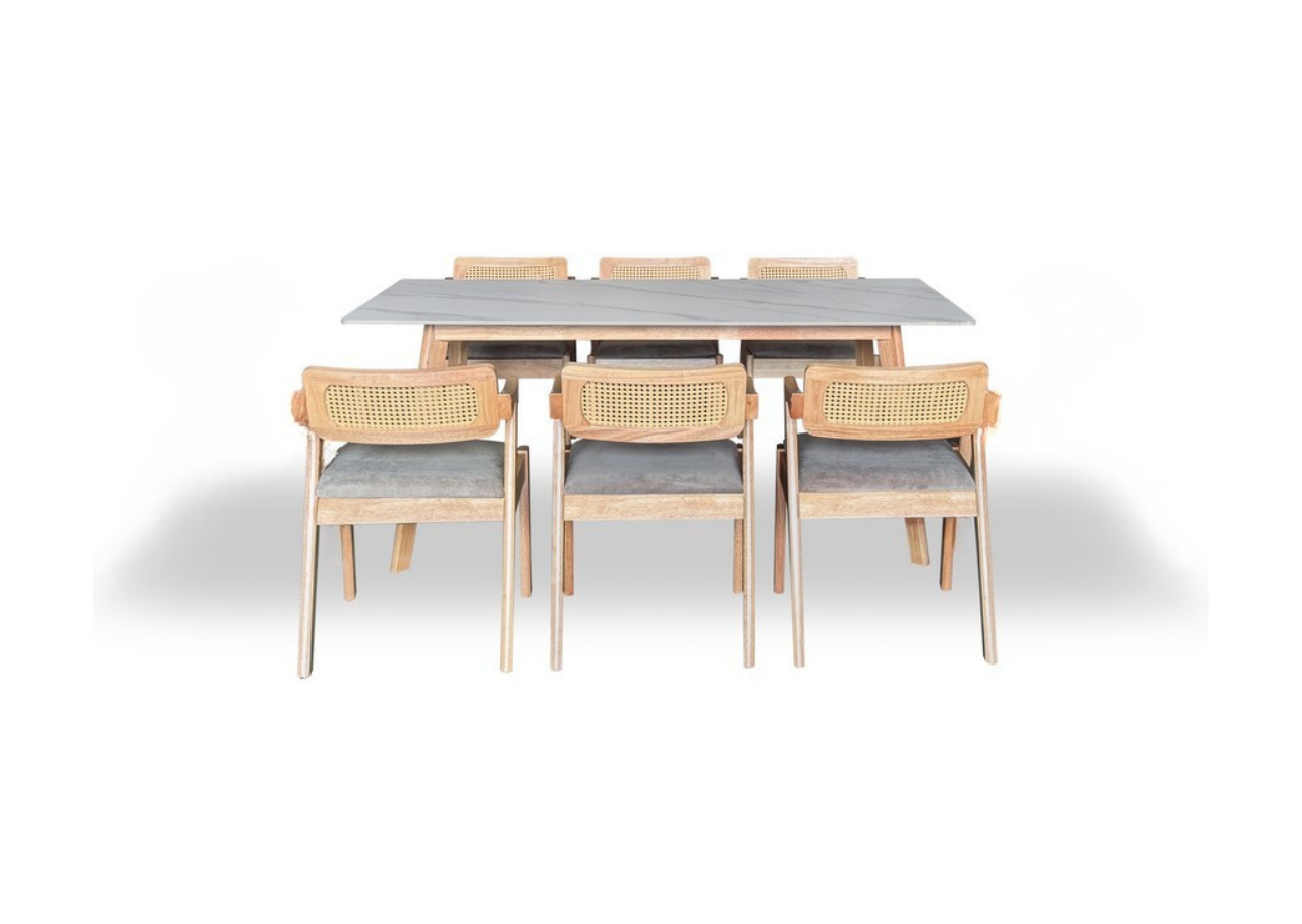 Rowan Dining Set (1 Table + 6 Chair) by Wood Haven