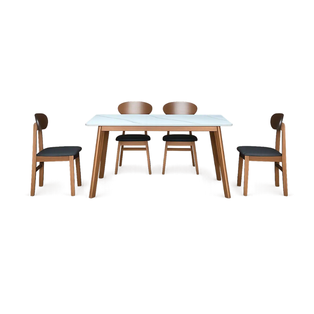 Ardun Dining Set (1 Table + 4 Chair) by Wood Haven