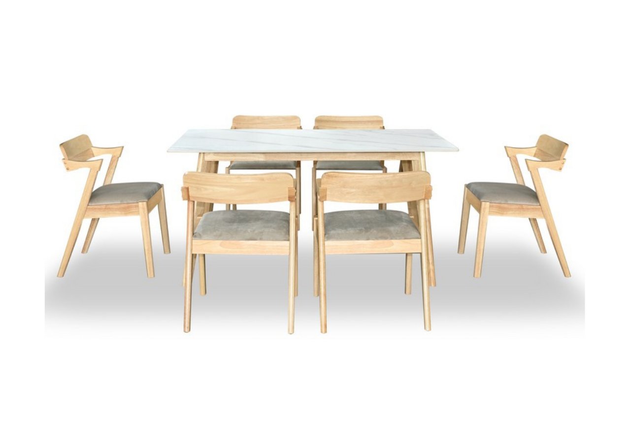 Avery Dining Set (1 Table + 6 Chair) by Wood Haven