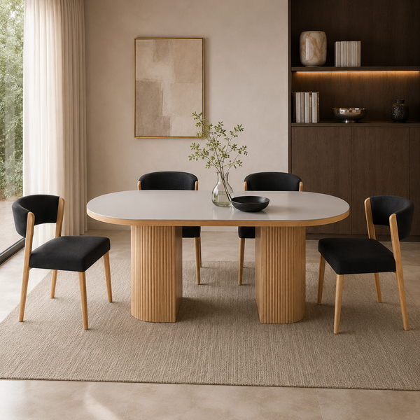 Lona Dining Set (1 Table + 4 Chair) by Wood Haven
