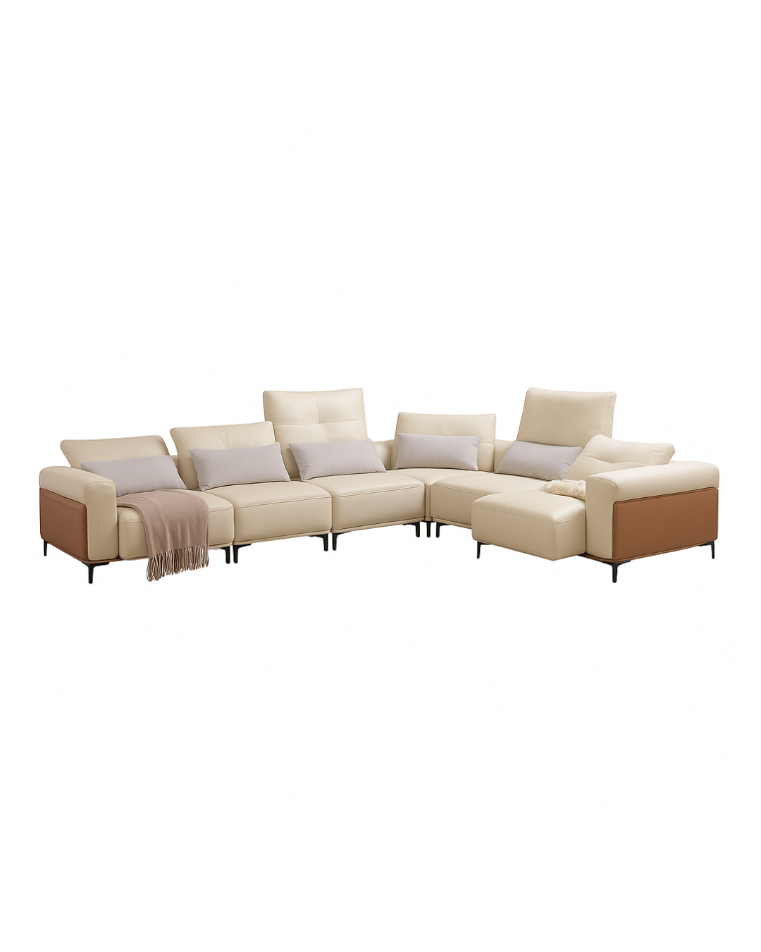 Elea Leather Sectional Sliding Sofa
