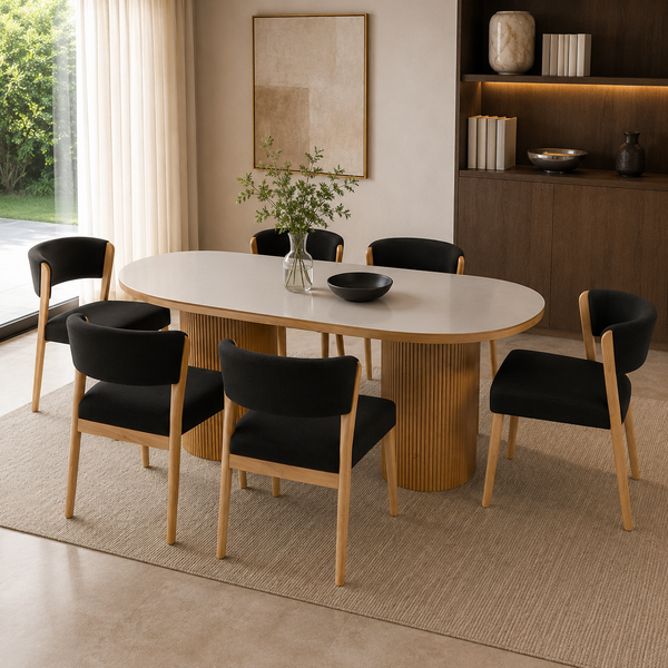 Lona Dining Set (1 Table + 6 Chair) by Wood Haven
