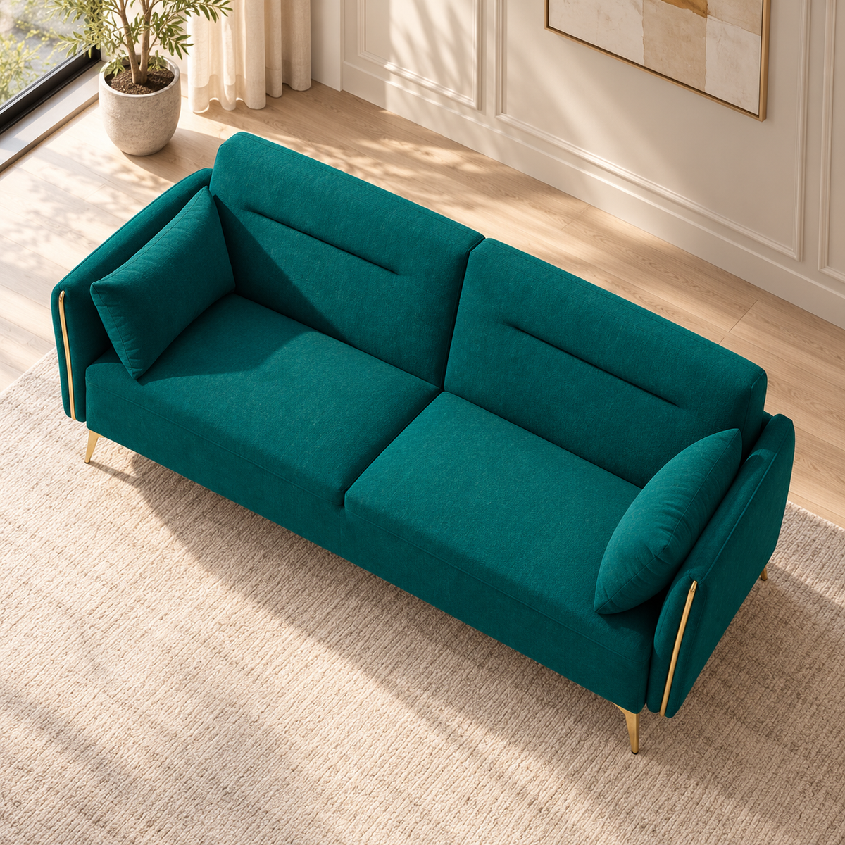 Ainsdale Sofa Bed with Gold-Toned Trim and Legs