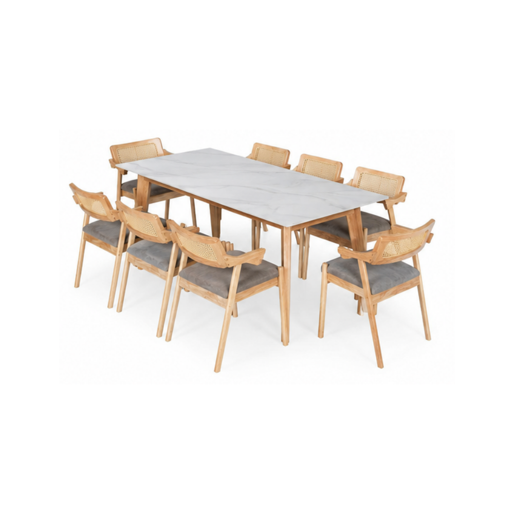Rowan Dining Set (1 Table + 8 Chair) by Wood Haven