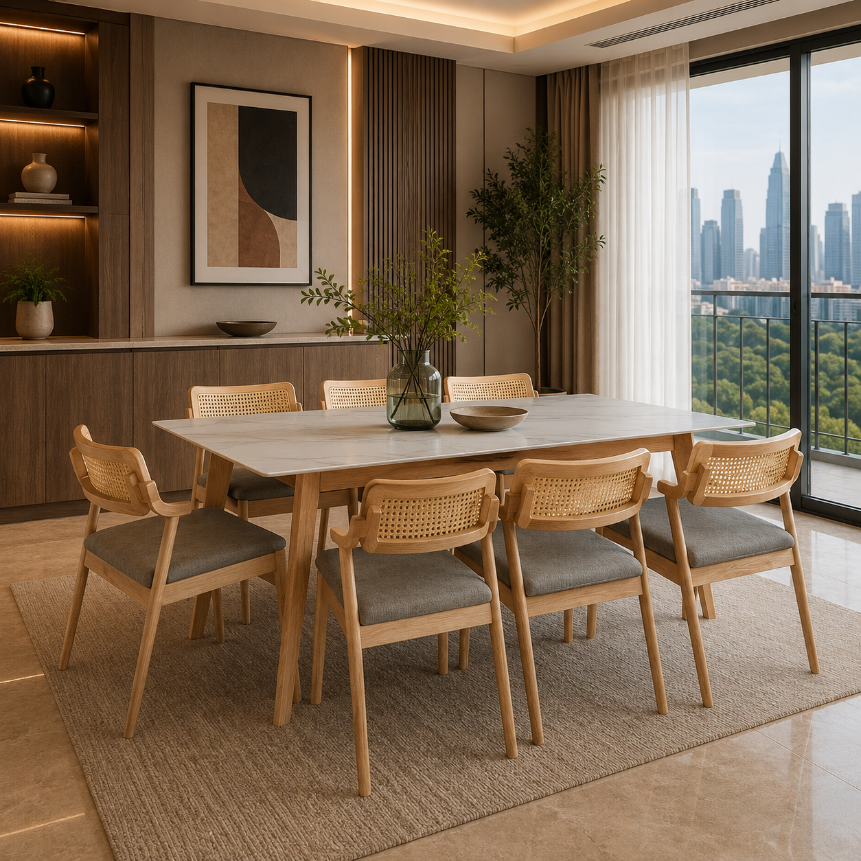 Rowan Dining Set (1 Table + 6 Chair) by Wood Haven