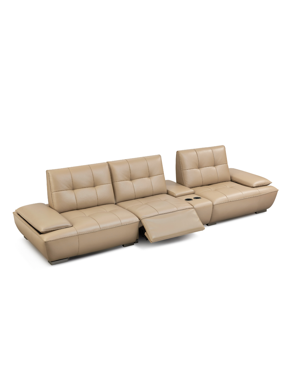Amelie Leather Recliner Sofa with Cup Holder