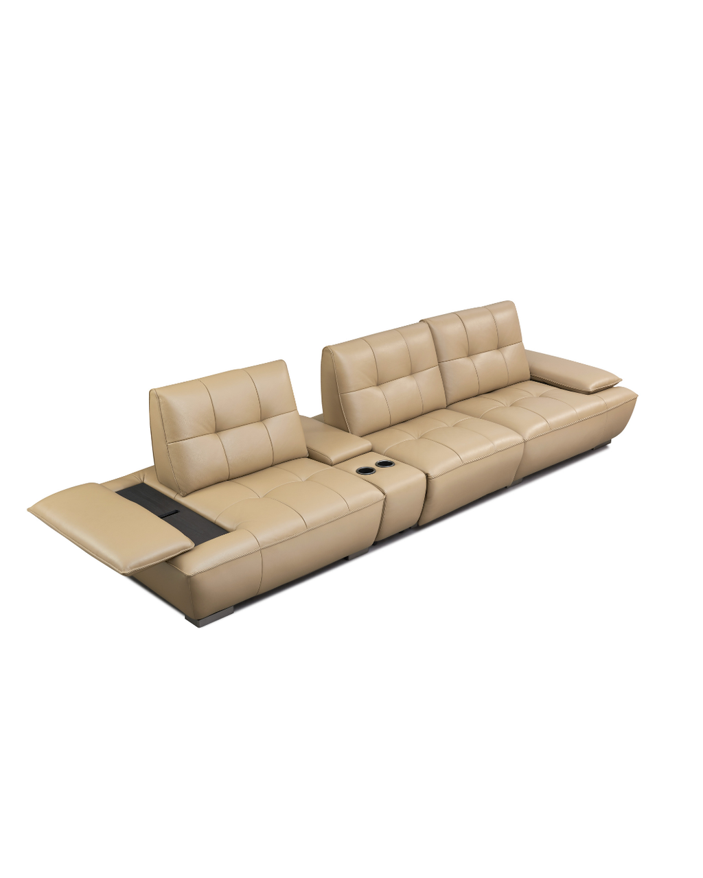 Amelie Leather Recliner Sofa with Cup Holder