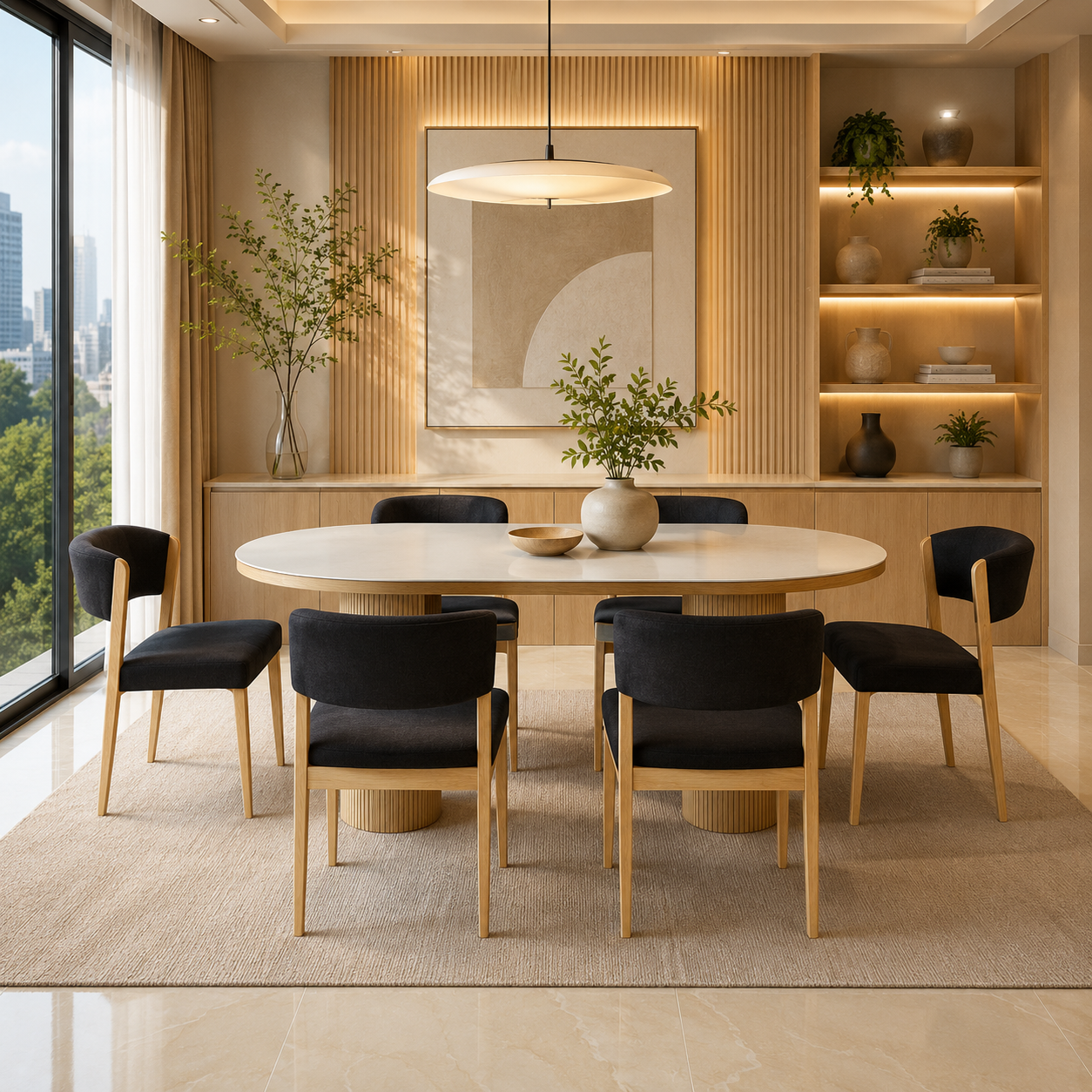 Lona Dining Set (1 Table + 6 Chair) by Wood Haven