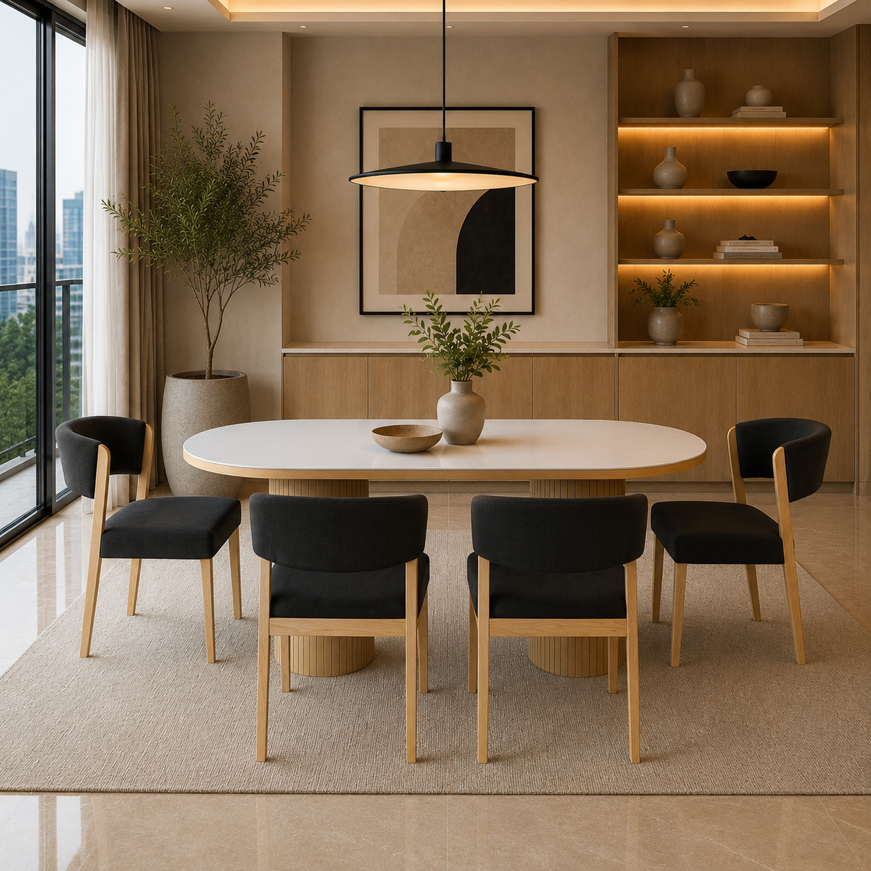 Lona Dining Set (1 Table + 4 Chair) by Wood Haven