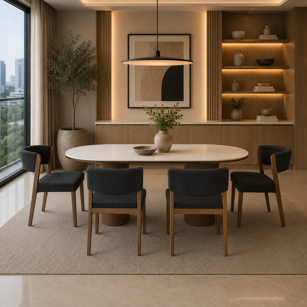 Arlo Dining Set (1 Table + 4 Chair) by Wood Haven