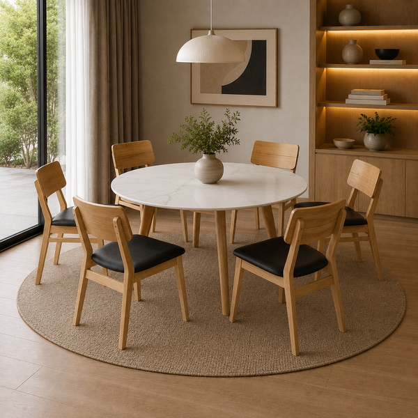 Nova Dining Set (1 Table + 6 Chair) by Wood Haven