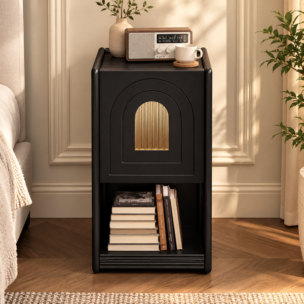 Gisburn Red Oak Bedside Table with Compartment