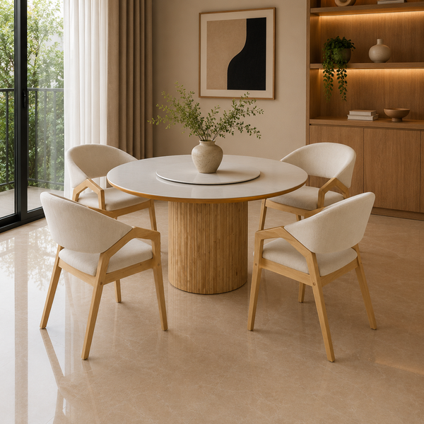 Aurum Dining Set (1 Table + 4 Chair) by Wood Haven