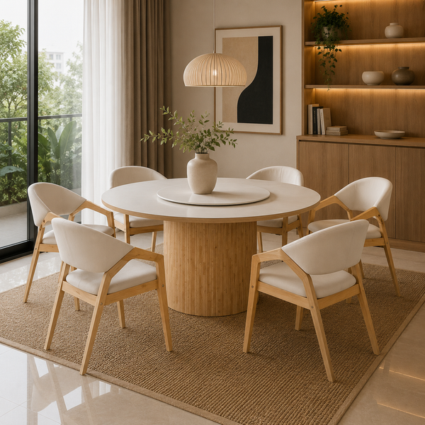 Aurum Dining Set (1 Table + 6 Chair) by Wood Haven