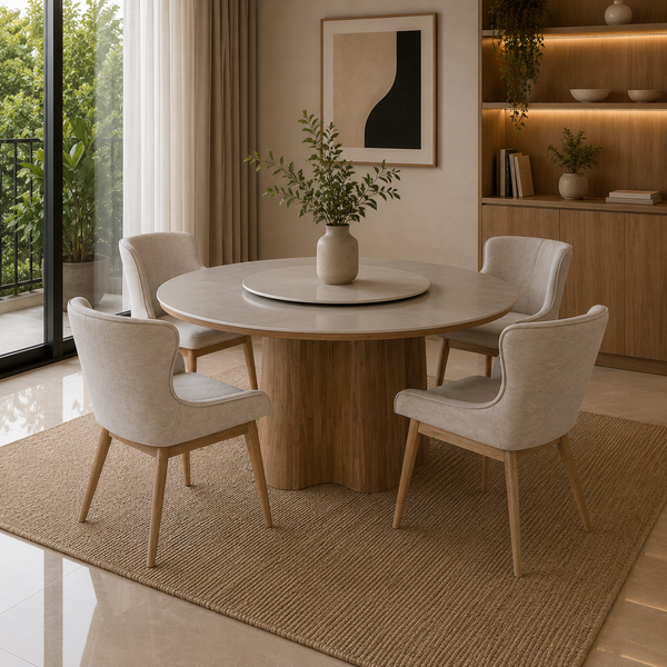 Solara Dining Set (1 Table + 4 Chair) by Wood Haven