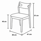 Black and white line drawing of a chair with dimension labels showing 81 cm height, 46 cm seat height, 48 cm width, and 41 cm depth.