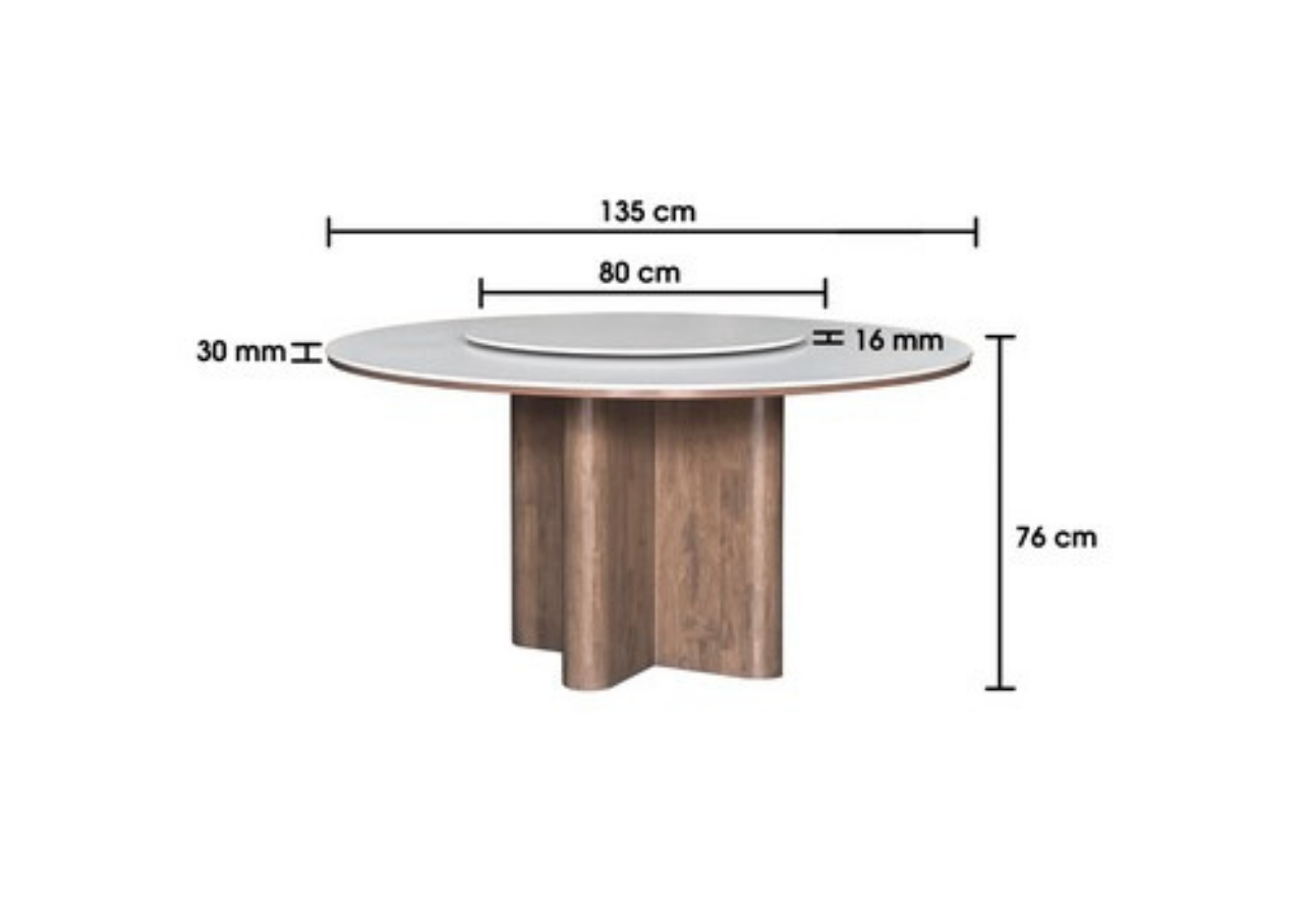 Round table with dimensions labeled on a white background