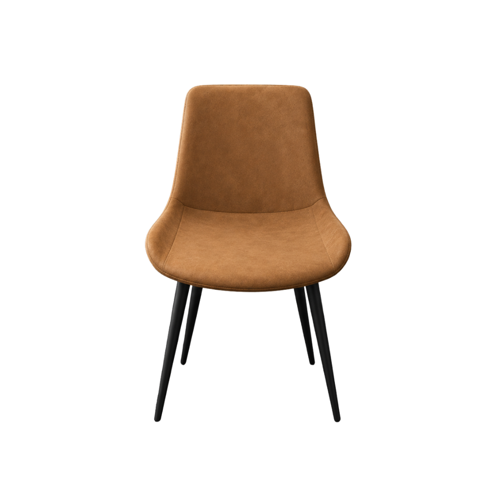 Brown chair with black legs on a white background