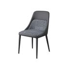 Gray chair with a patterned seat on a white background