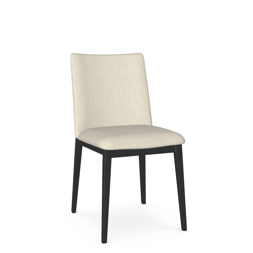 Beige chair with black legs on a white background