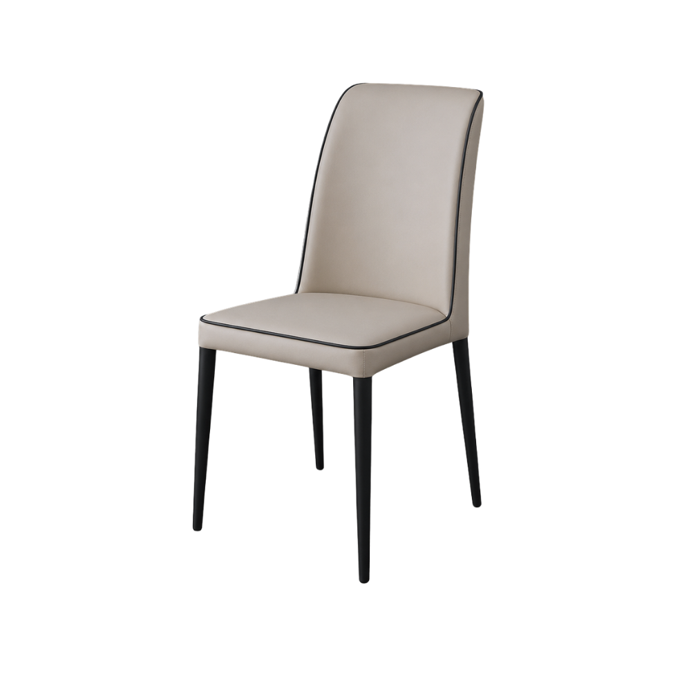 Beige chair with black legs on a white background