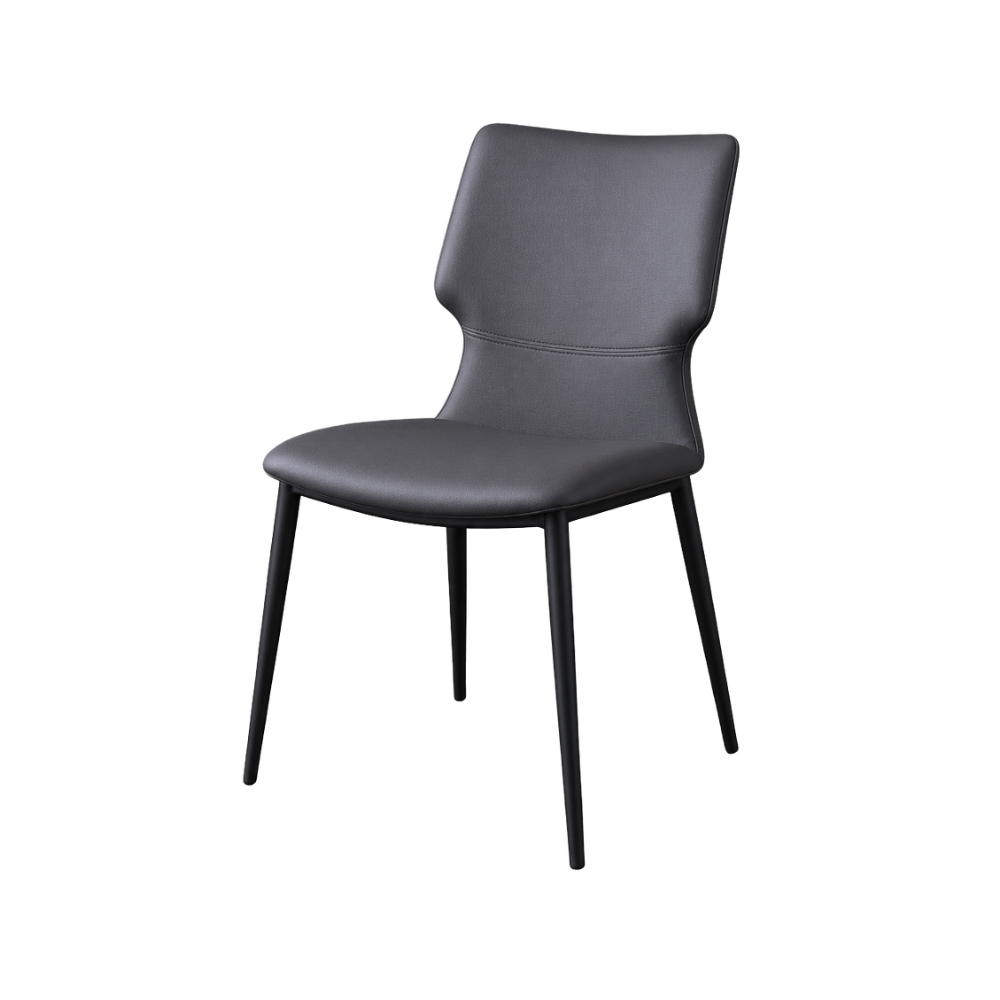 Gray chair with black legs on a white background