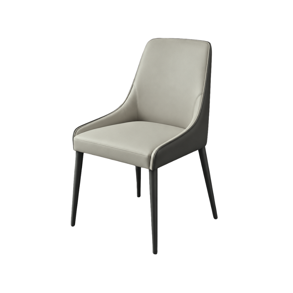 Gray chair with black legs on a white background