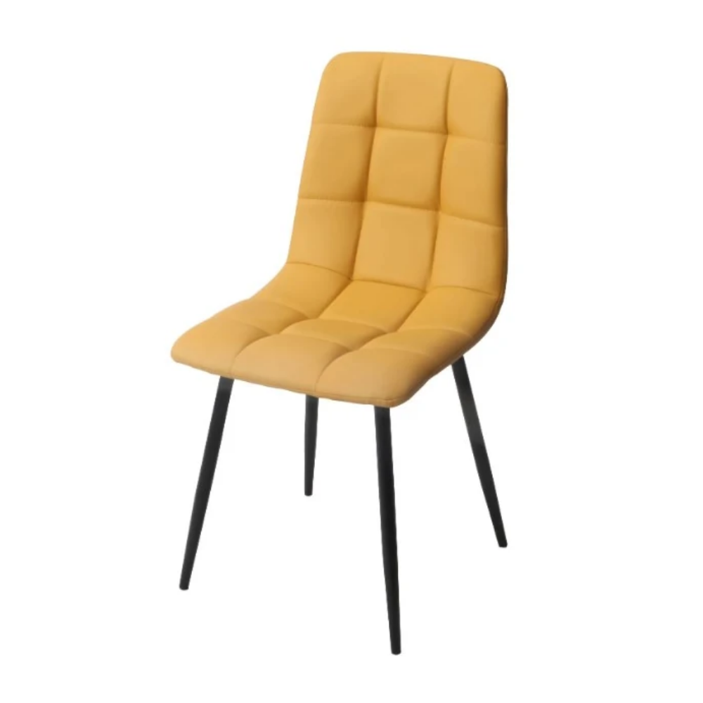 Yellow chair with black legs on a white background
