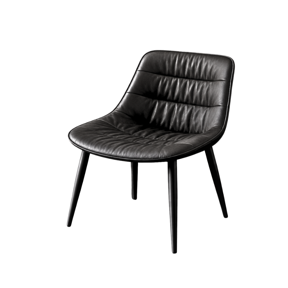 Black leather chair on a white background