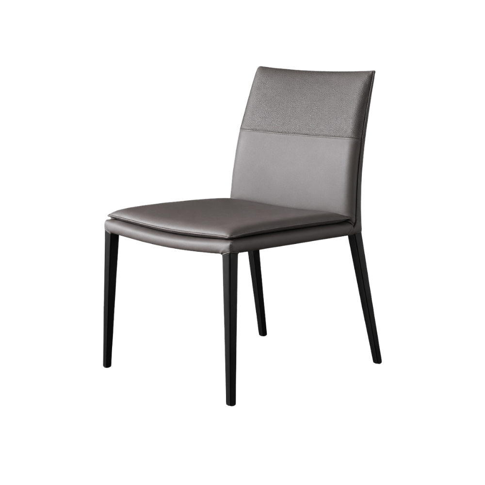 Gray chair with black legs on a white background