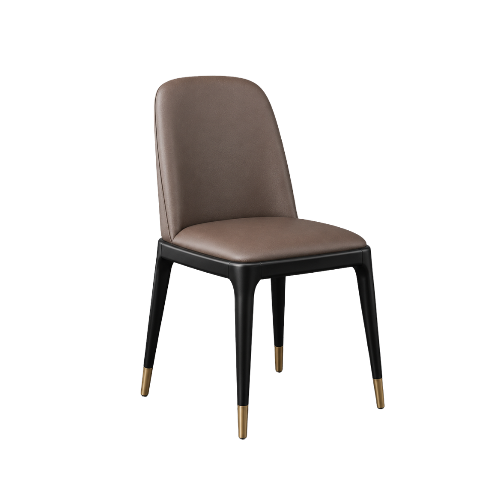 Brown chair with black legs on a white background