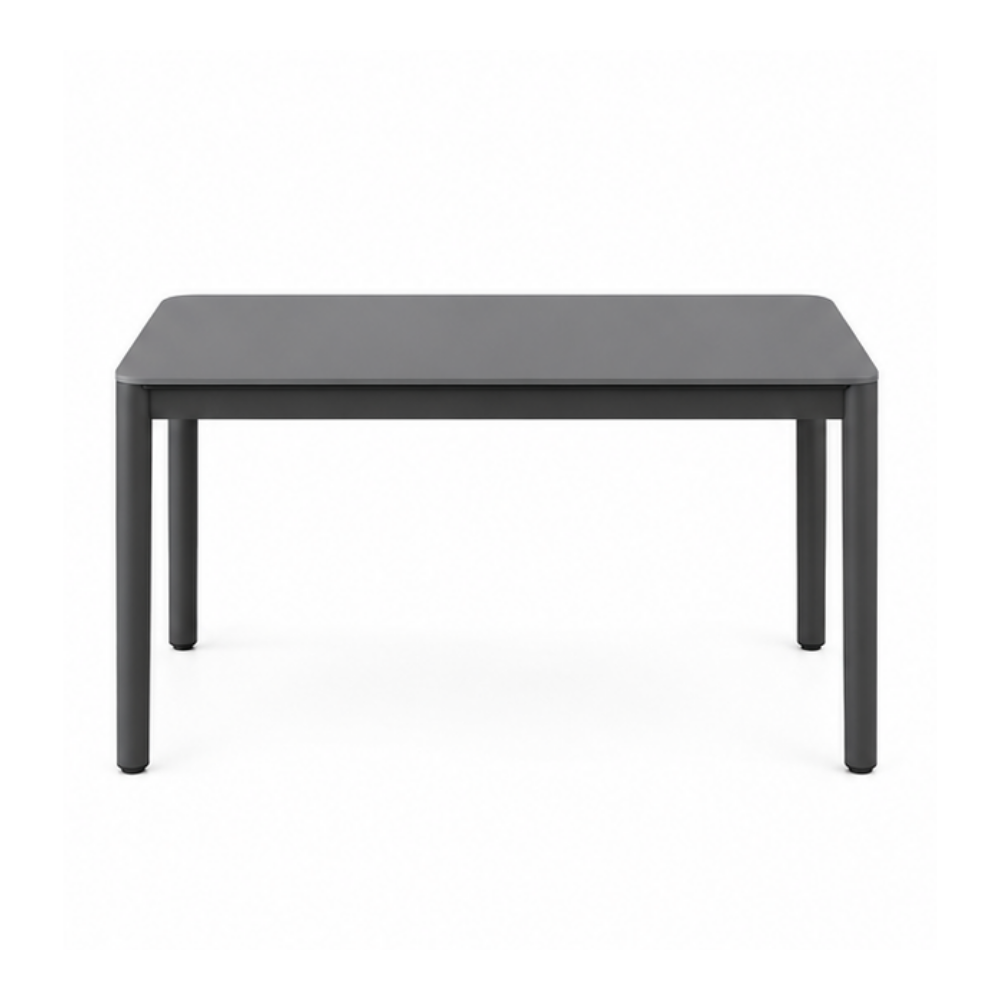 Gray rectangular table on a white background