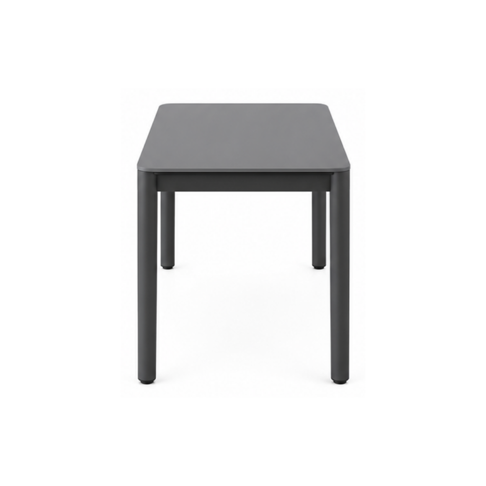 Gray square table on a white background