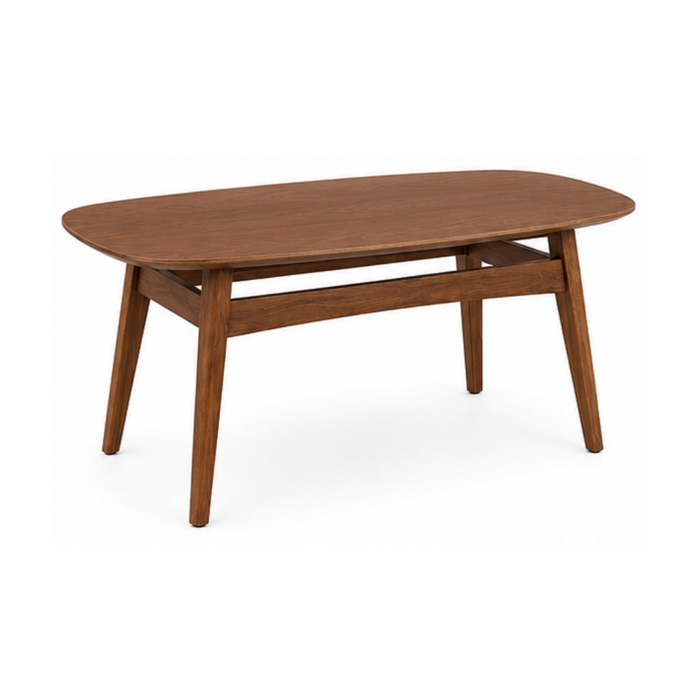 Wooden coffee table on a white background