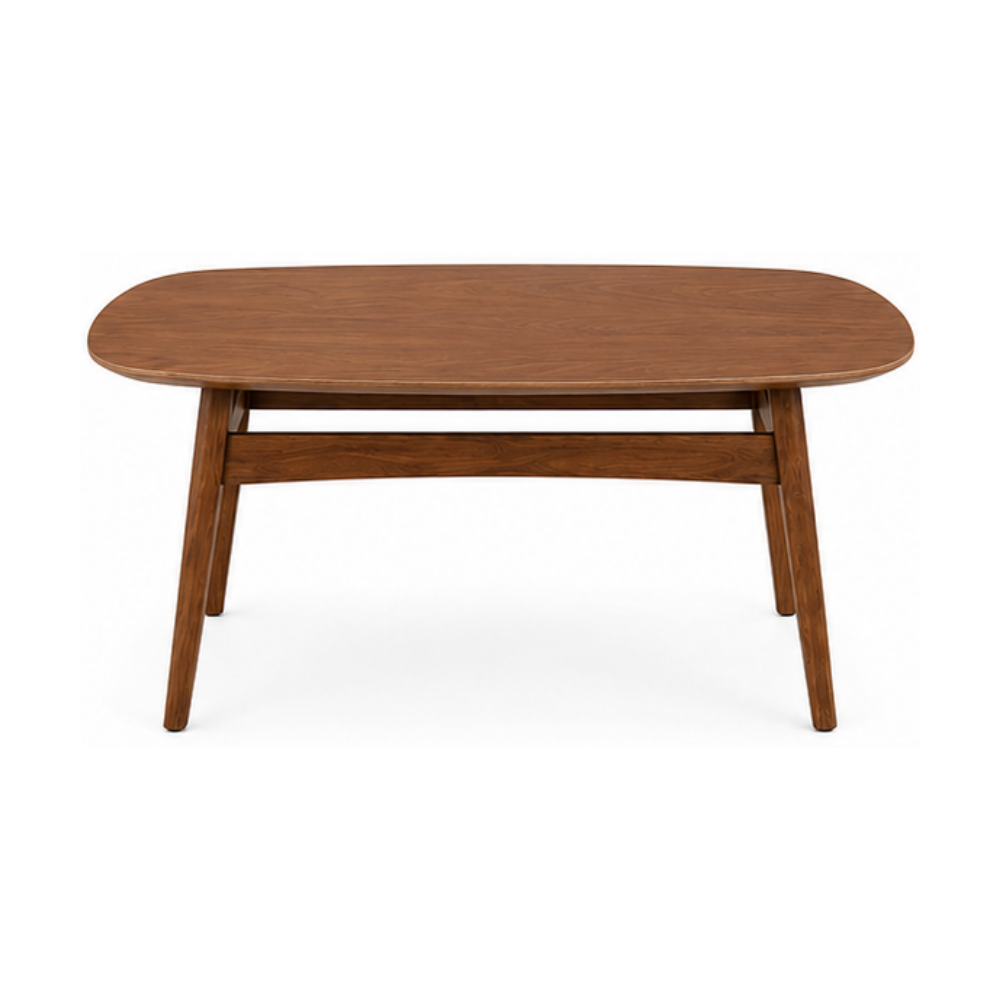 Wooden coffee table on a white background