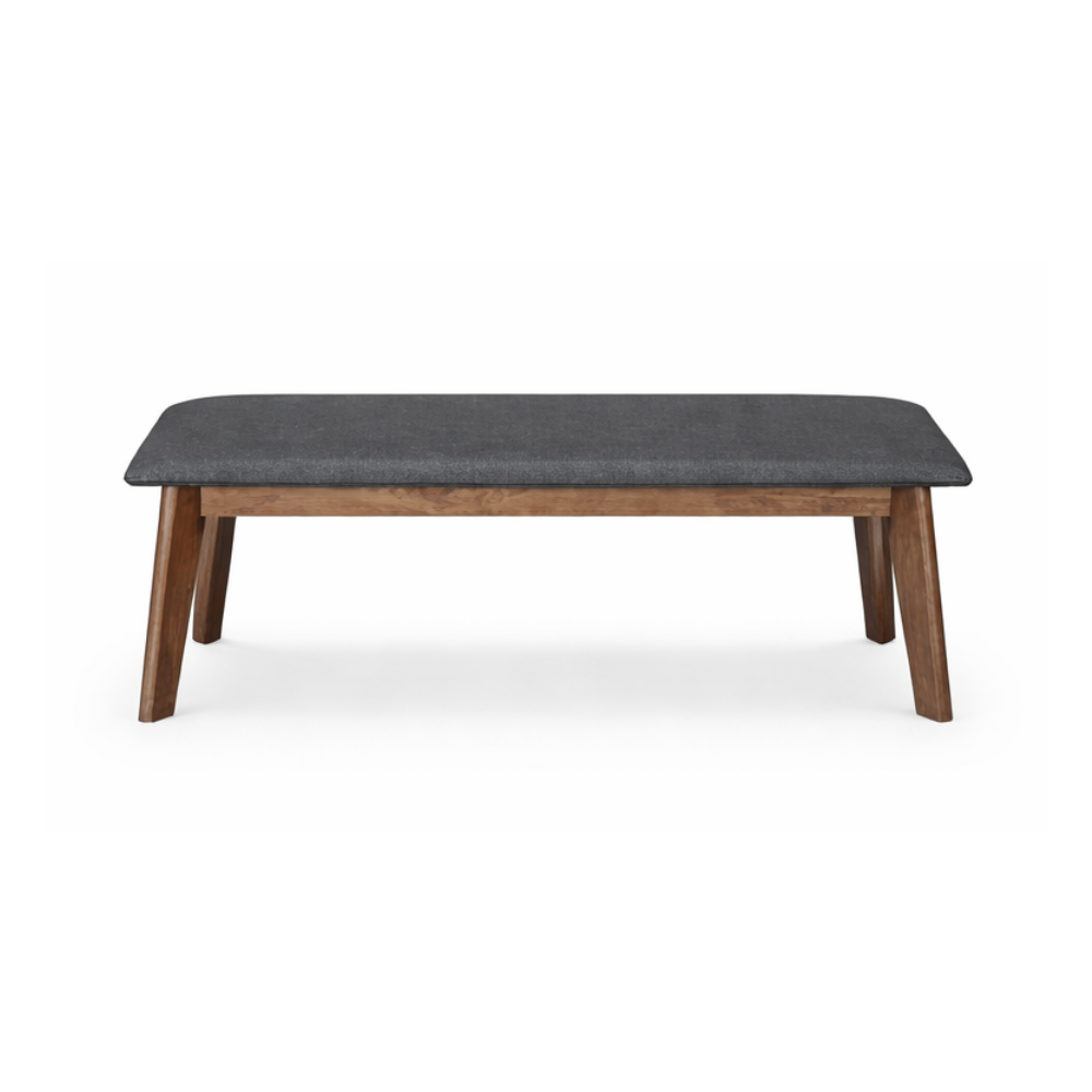 Coffee table with dark gray top and wooden legs on a white background