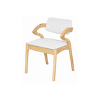 Wooden chair with white cushion on a white background