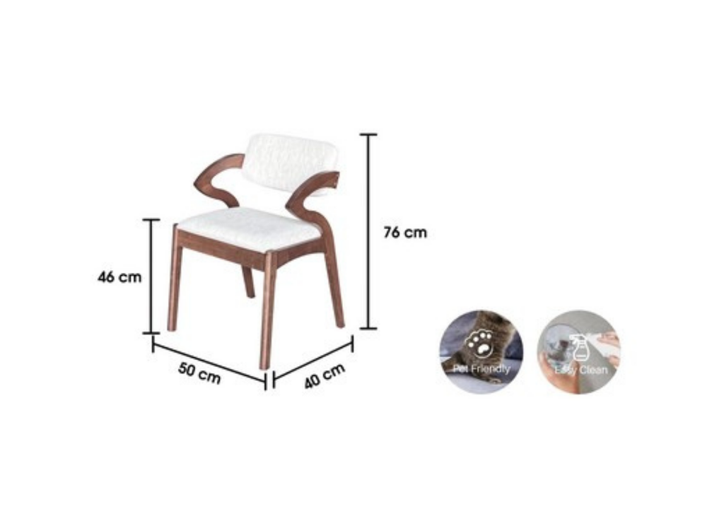 Chair with dimensions labeled on a white background