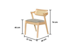 Chair with dimensions labeled on a white background