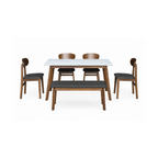 Dining set with a table and four chairs on a white background