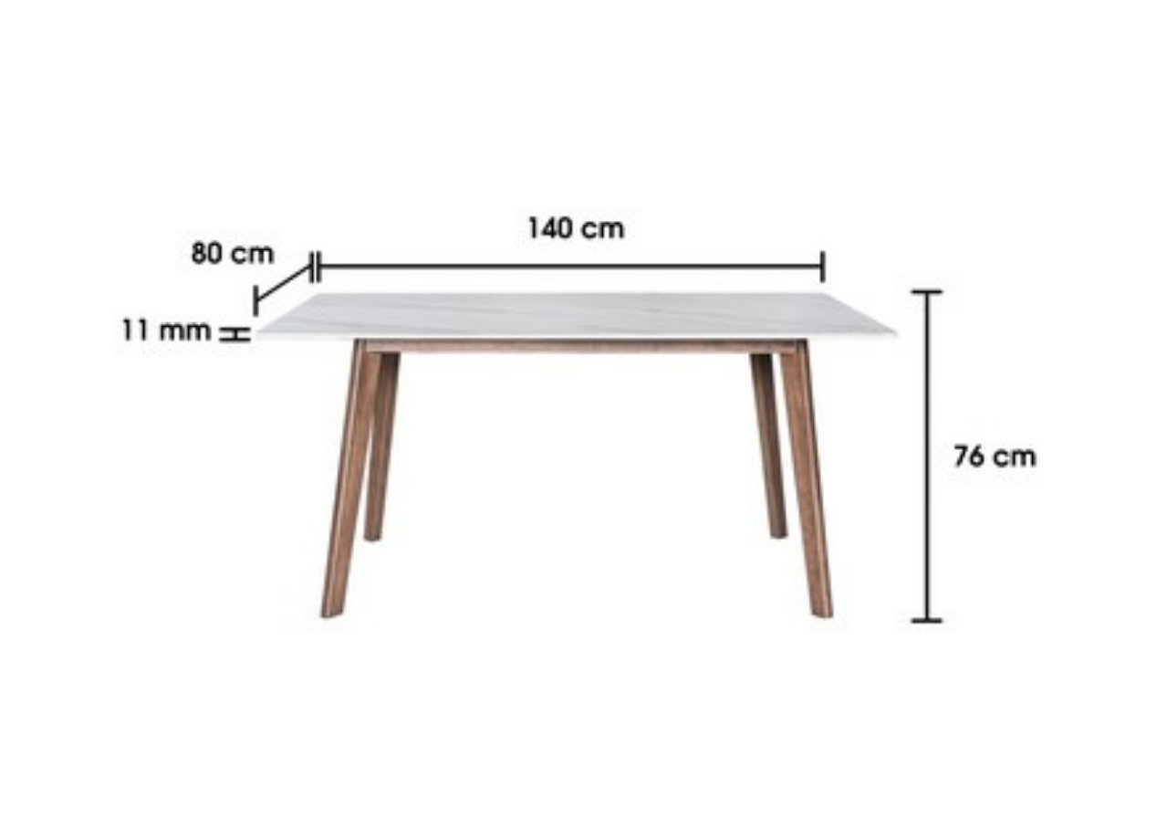 White table with dimensions labeled on a white background