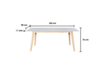 Dining table with dimensions labeled on a white background