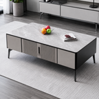 Modern coffee table with fruit and magazine in a living room setting